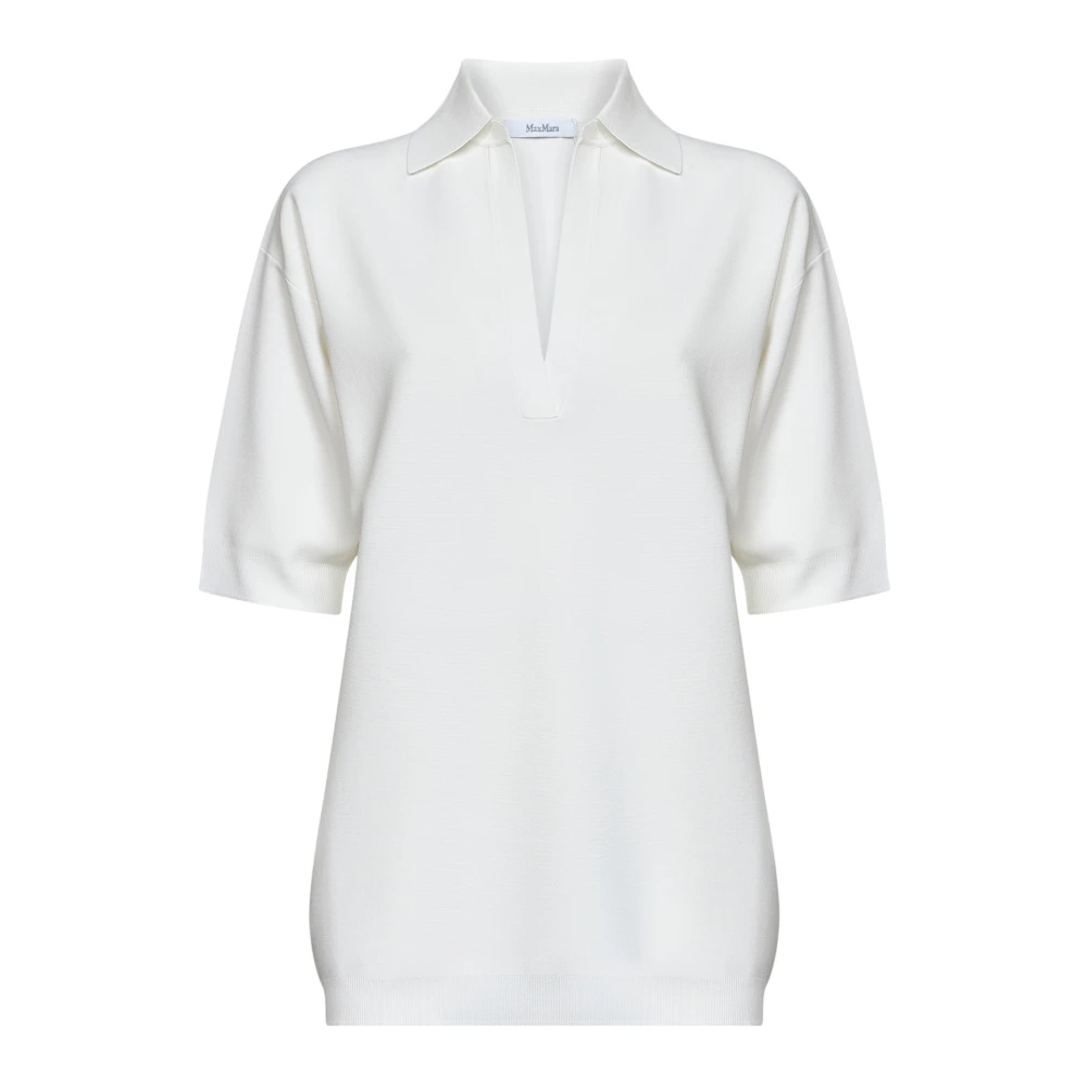 Max Mara Vrouw Wit Truien & Vesten Dames, L, Lange Viscose Crepe Trui