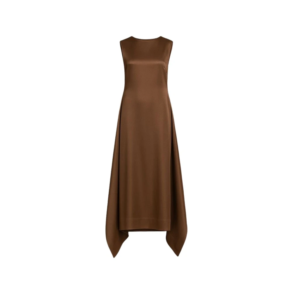 Alberta Ferretti Women's Brown Long Silk Organza Dress - Gowns - L - Dresses
