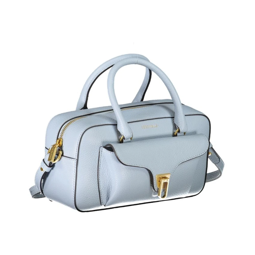 Coccinelle Blauwe Leren Handtas met Handvatten en Verstelbare Riem Blue Dames