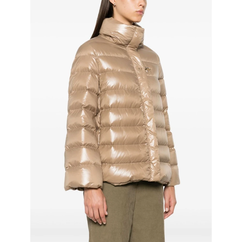 Fay Glanzende Gewatteerde Donsjas Beige Dames