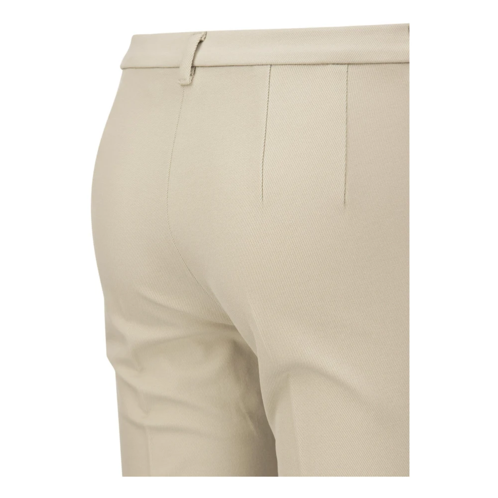 Max Mara Stretch Katoenmix Broek met Uitlopende Onderkant Beige Dames