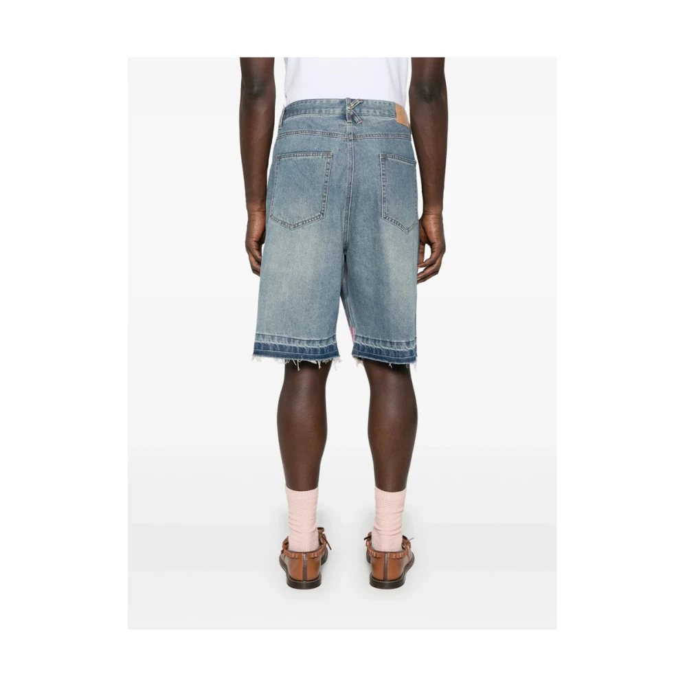 KidSuper Studios Blauwe Raw-Cut Denim Shorts Blue Heren