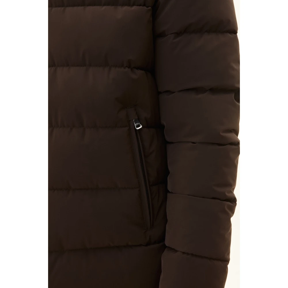 Oscar Jacobson Bruine Gewatteerde Jas met Capuchon Brown Heren
