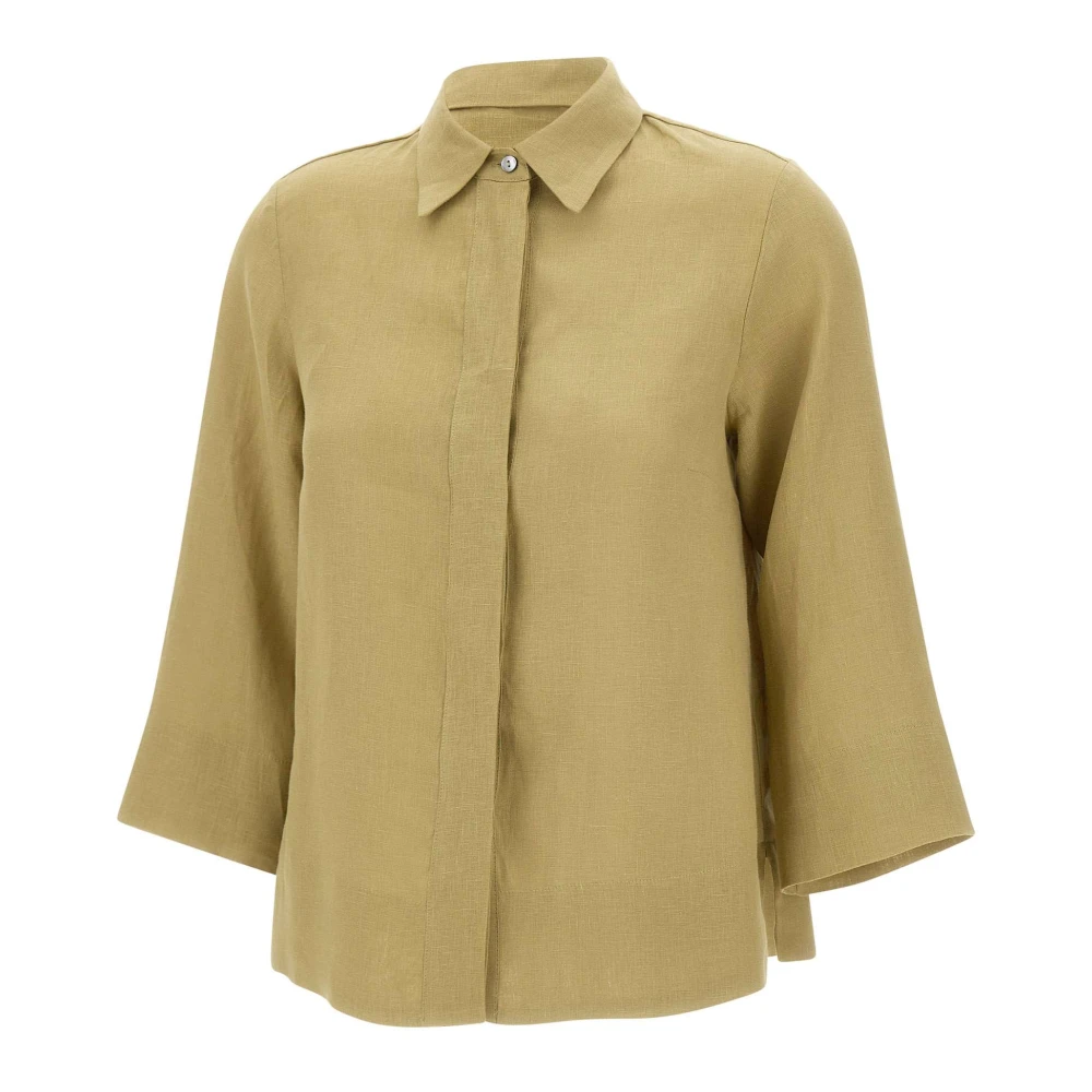 Elena Mirò Women's Green Blouses, Xl, Linen Shirt