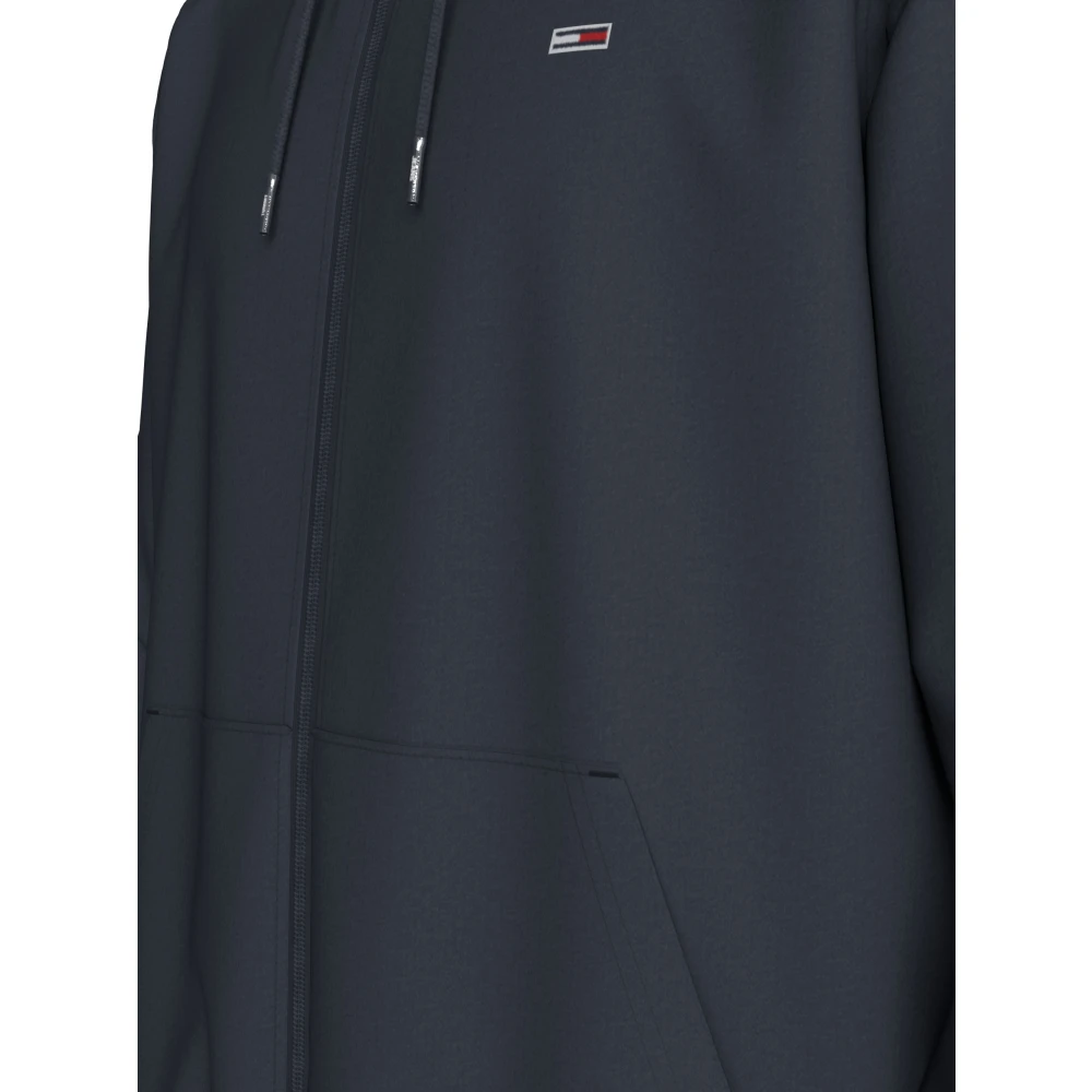 Tommy Jeans Blauwe hoodie met rits en vlagborduursel Blue Heren