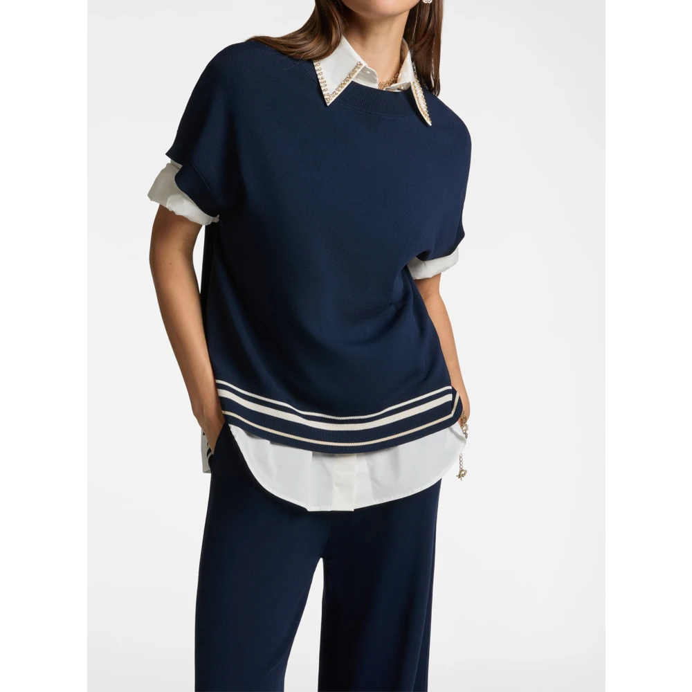 Elena Mirò Stijlvolle Maglia Top Blue Dames