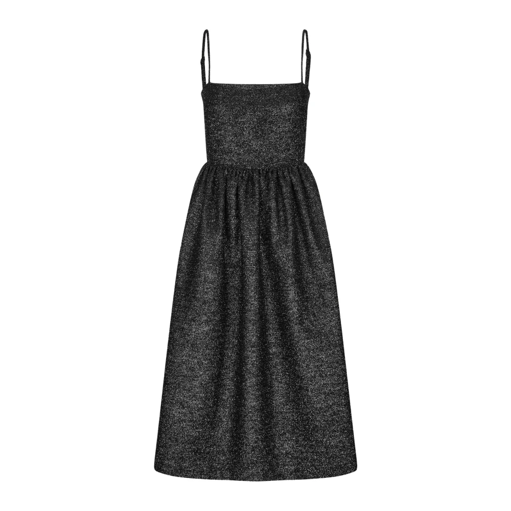 Stine Goya Black Elegant Midi Dress With Thin Straps - Female - Midi Dresses - L - Dresses