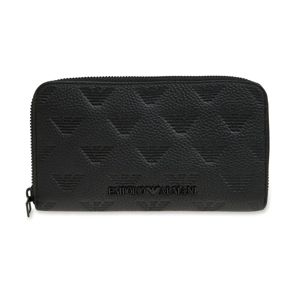 Emporio Armani Monogrammönstrad läder plånbok Black, Herr