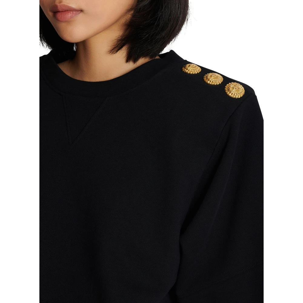 Balmain Sweatshirt met knopen Black Dames