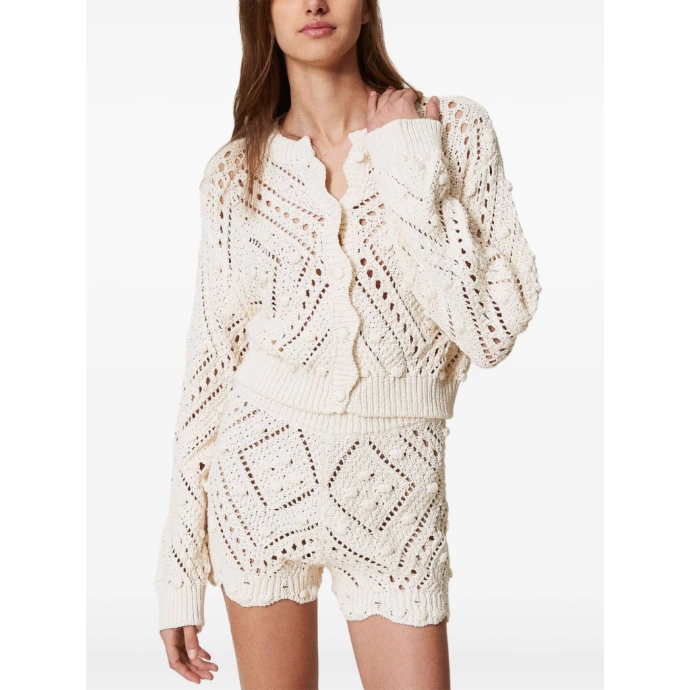 Twinset Witte Crew Neck Sweaters Beige Dames
