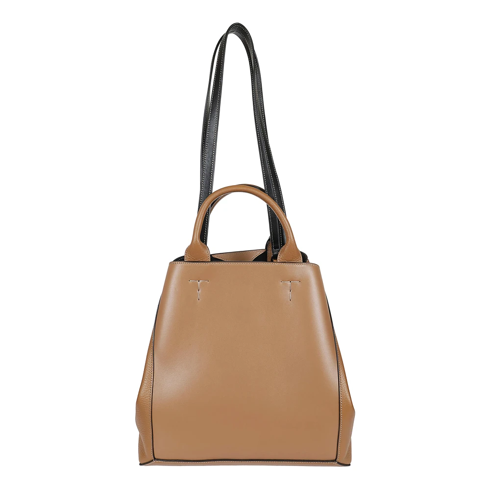 TOD'S Bruine leren tas met iconisch logo Brown Dames