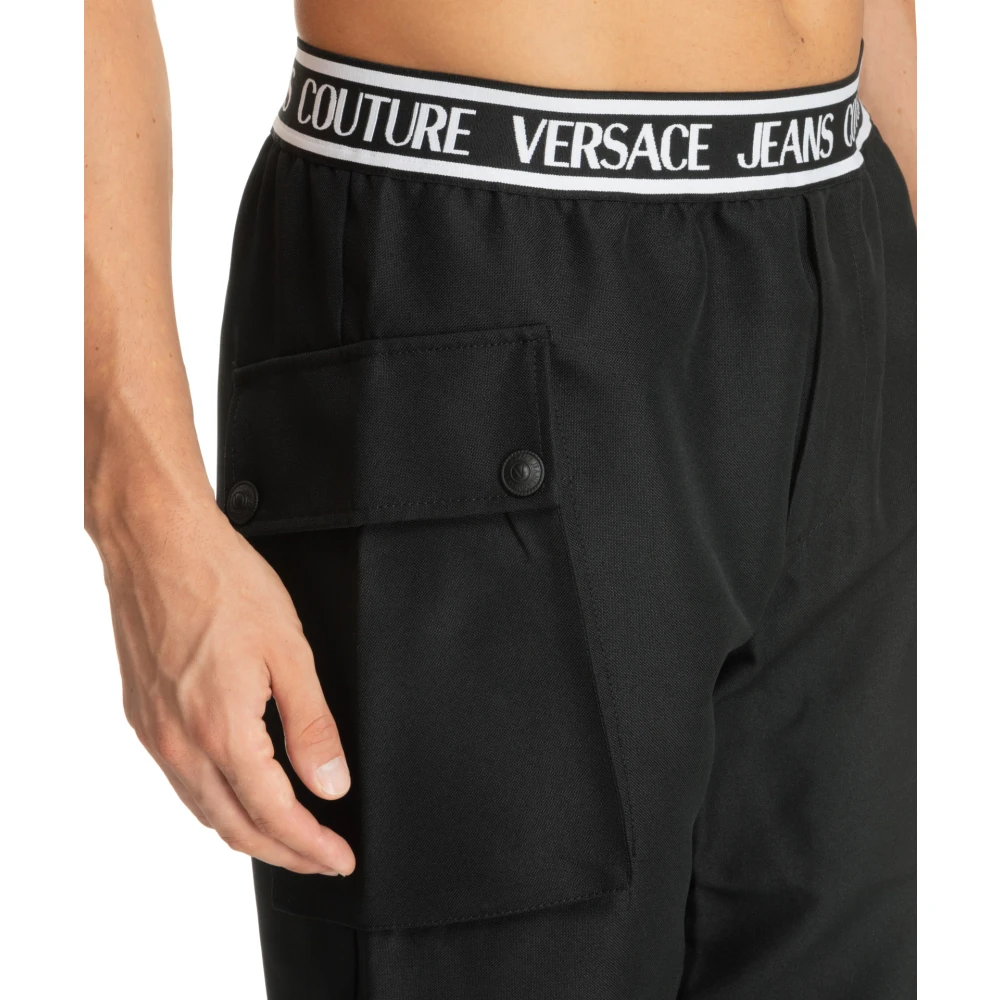 Versace Jeans Couture Logo Broek met Elastische Taille Black Heren