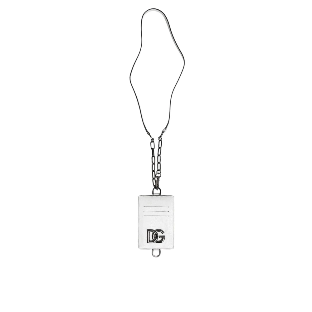 Dolce & Gabbana Leren Logo Kaarthouder Portemonnee met Rits White Heren