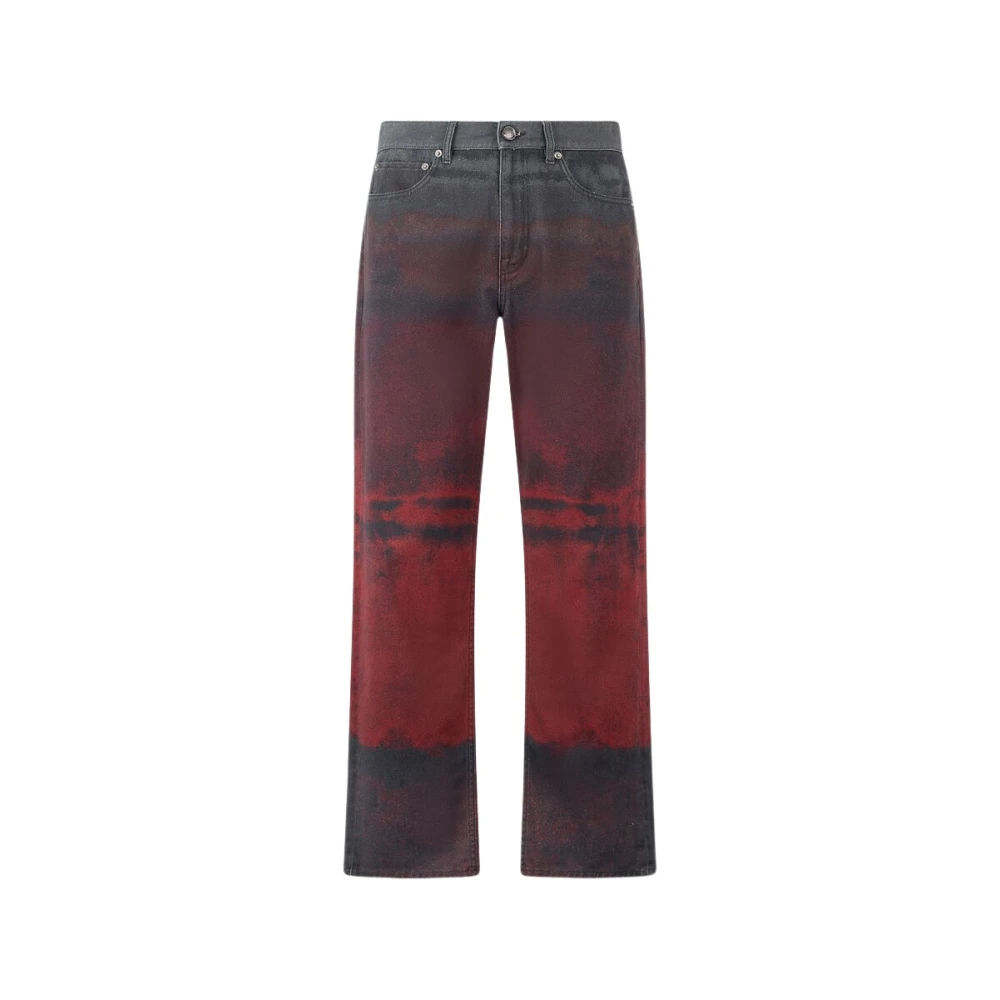 Roberto Cavalli Jeans With A Mottled Print Effect - Male - Straight Fit Jeans - Red - W32 - Jeans