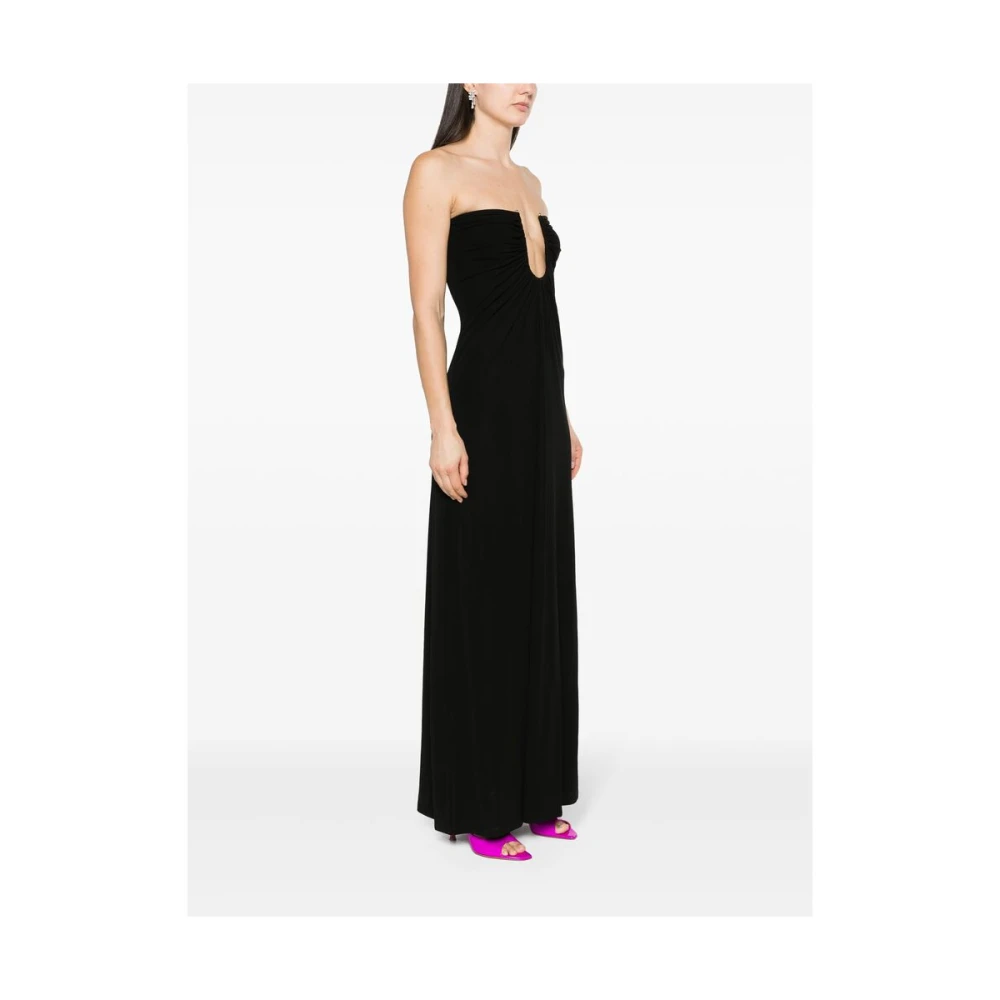 Christopher Esber Zwarte Maxi Jurk met Gedrapeerd Detail Black Dames