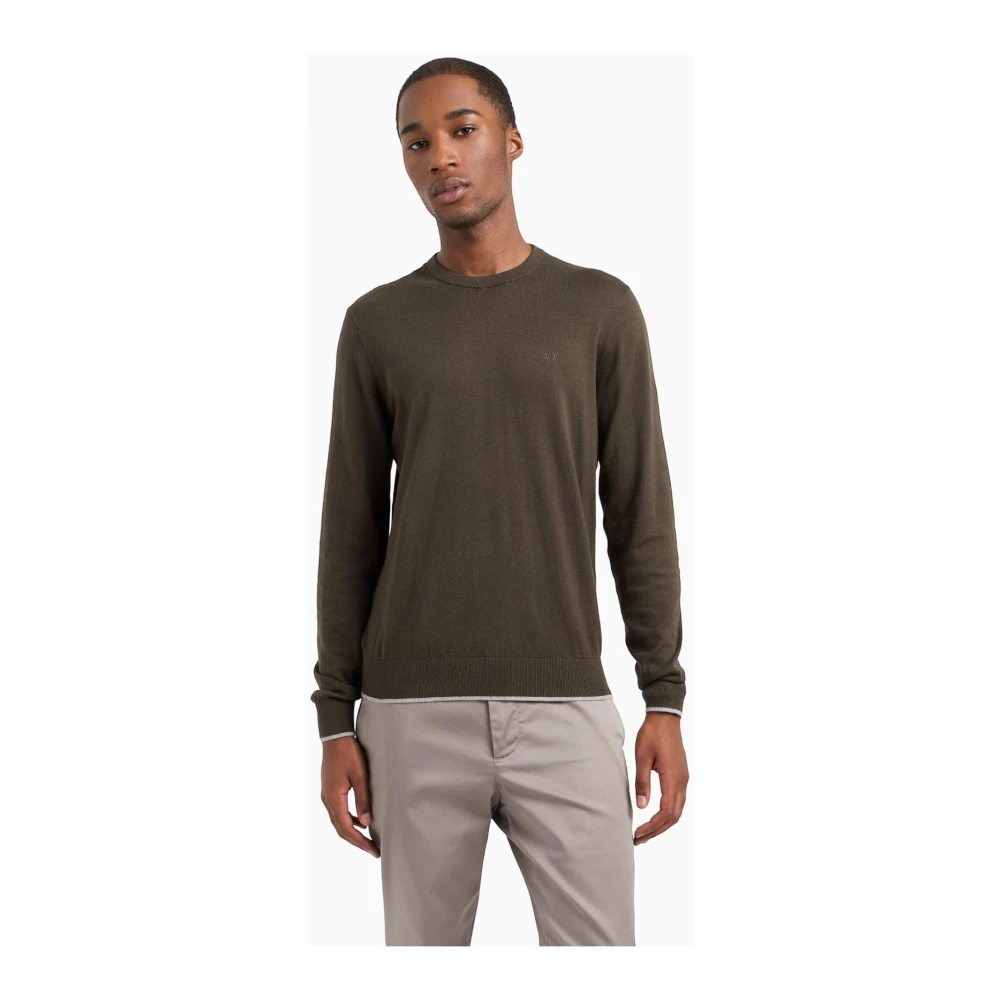 Armani Exchange Zwarte Olijfgroene Trui Model 1897 Black Heren