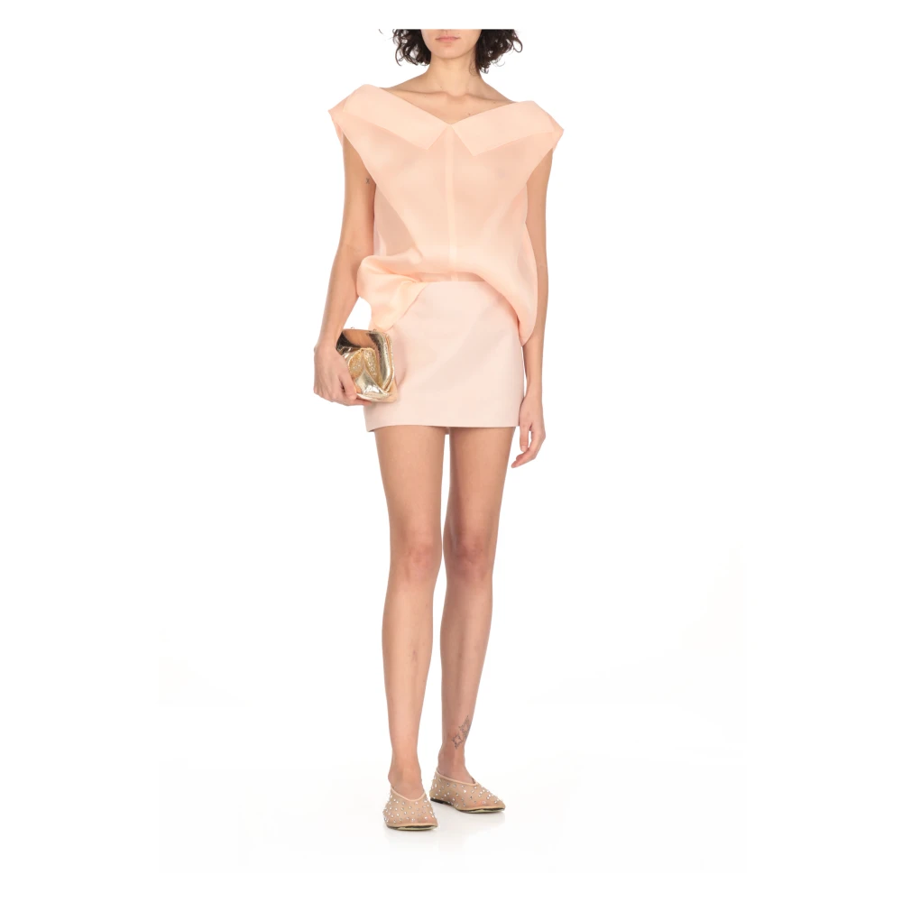 Khaite Roze Leren Rok Zijrits Sluiting Pink Dames