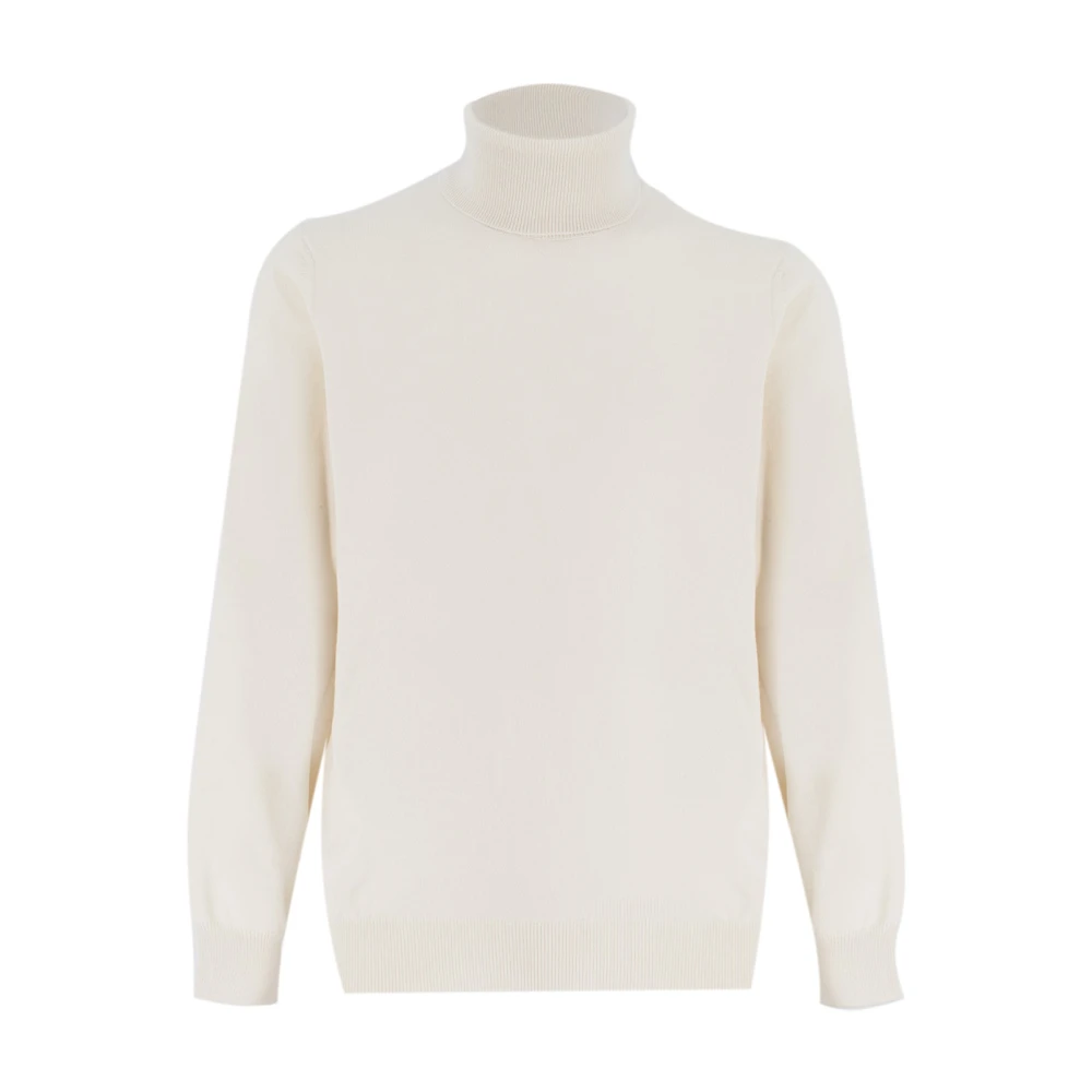 Brunello Cucinelli Men's White Turtleneck Jumper - Cashmere Knitwear - L - Knitwear