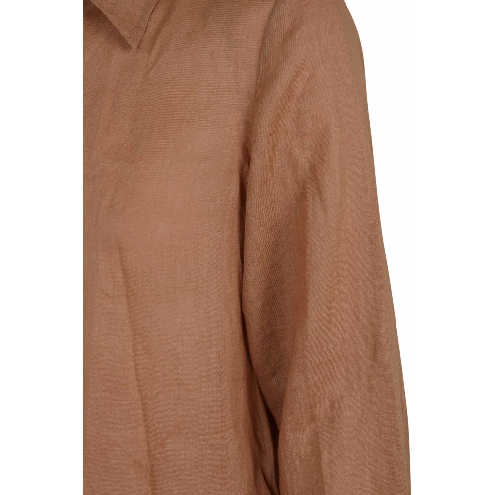 Cortana Oversized Ramie Terracotta Shirt Brown Dames