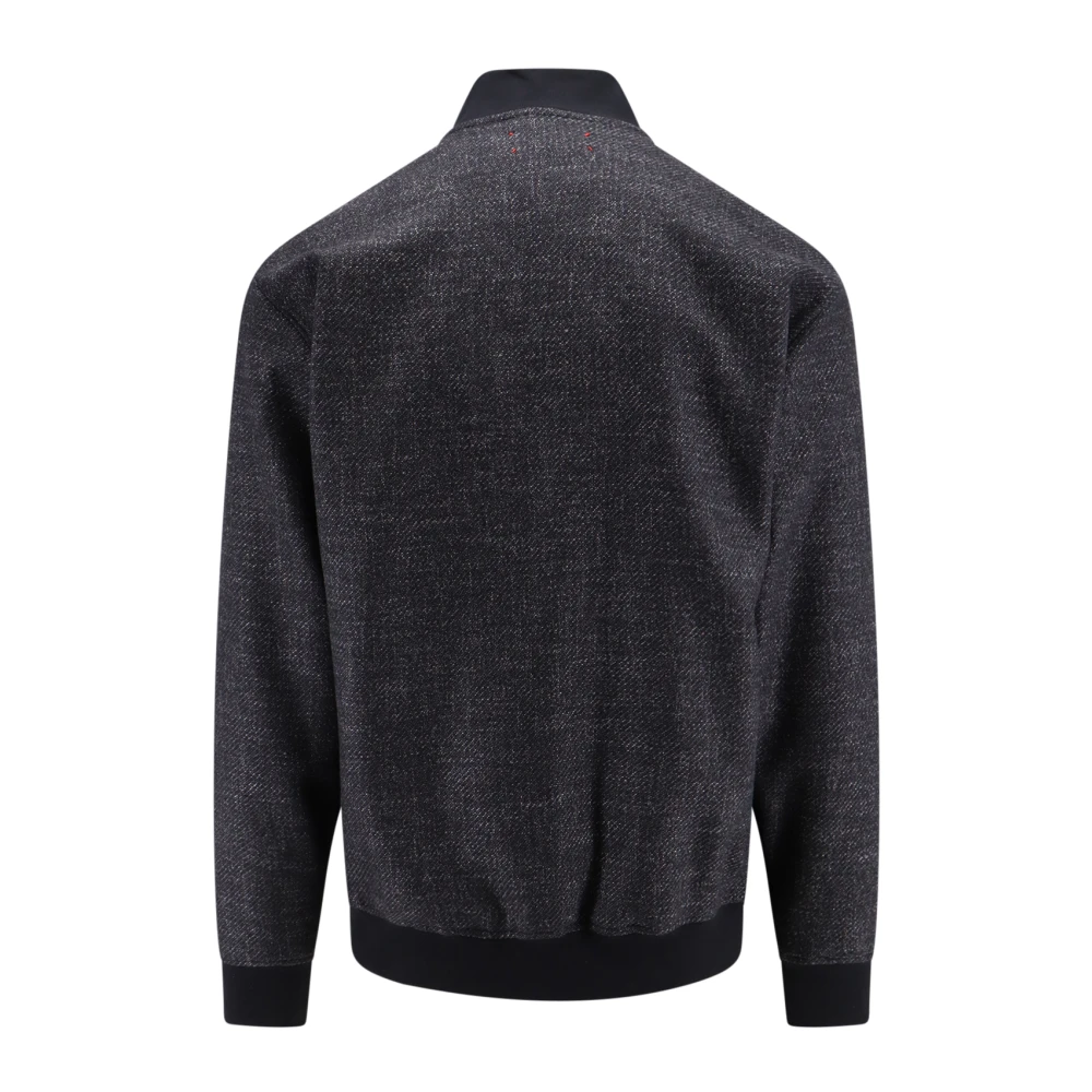 Kiton Luxe Wolmix Rits Sweatshirt Gray Heren