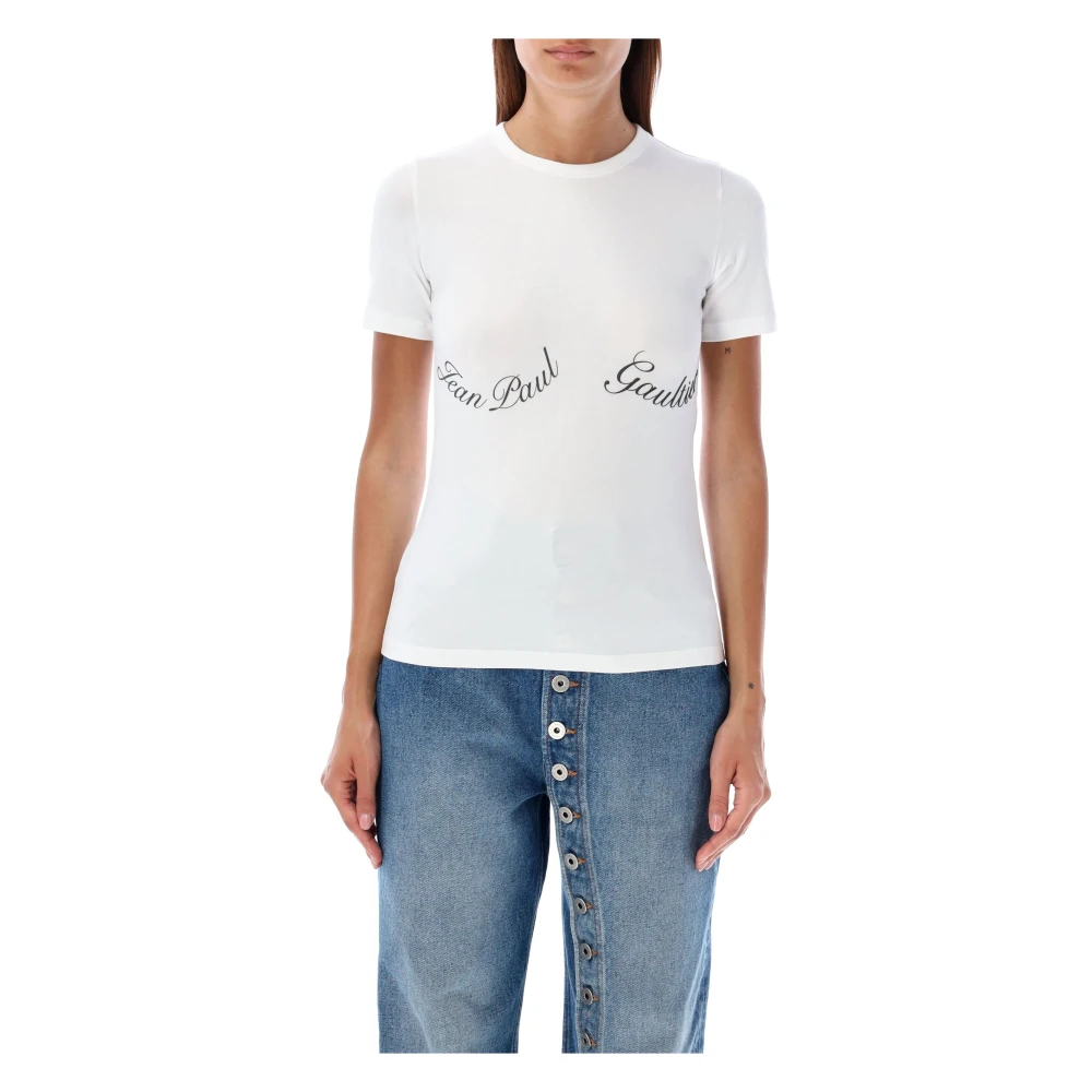 Jean Paul Gaultier Iconisch JPG Signature T-shirt Wit Zwart White Dames