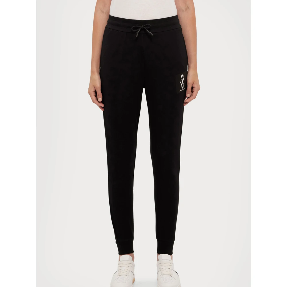 Emporio Armani Sportieve Zwarte Trekkoord Taille Logo Broek Black Dames