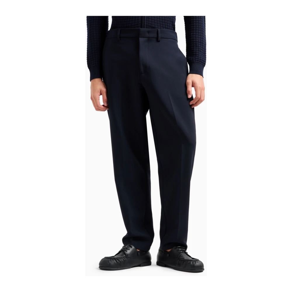Emporio Armani Blauwe elastische taille broek Blue Heren