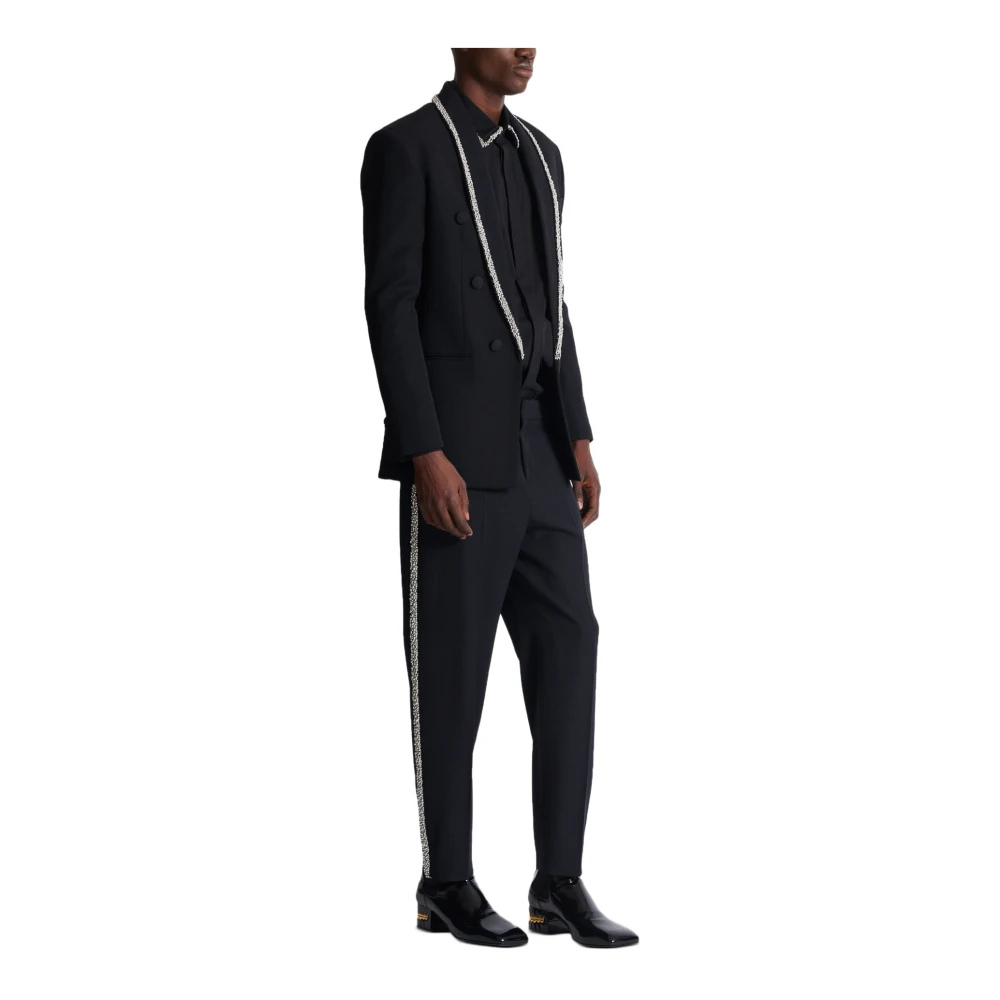 Balmain Jasje van graan met geborduurde kraag Black Heren
