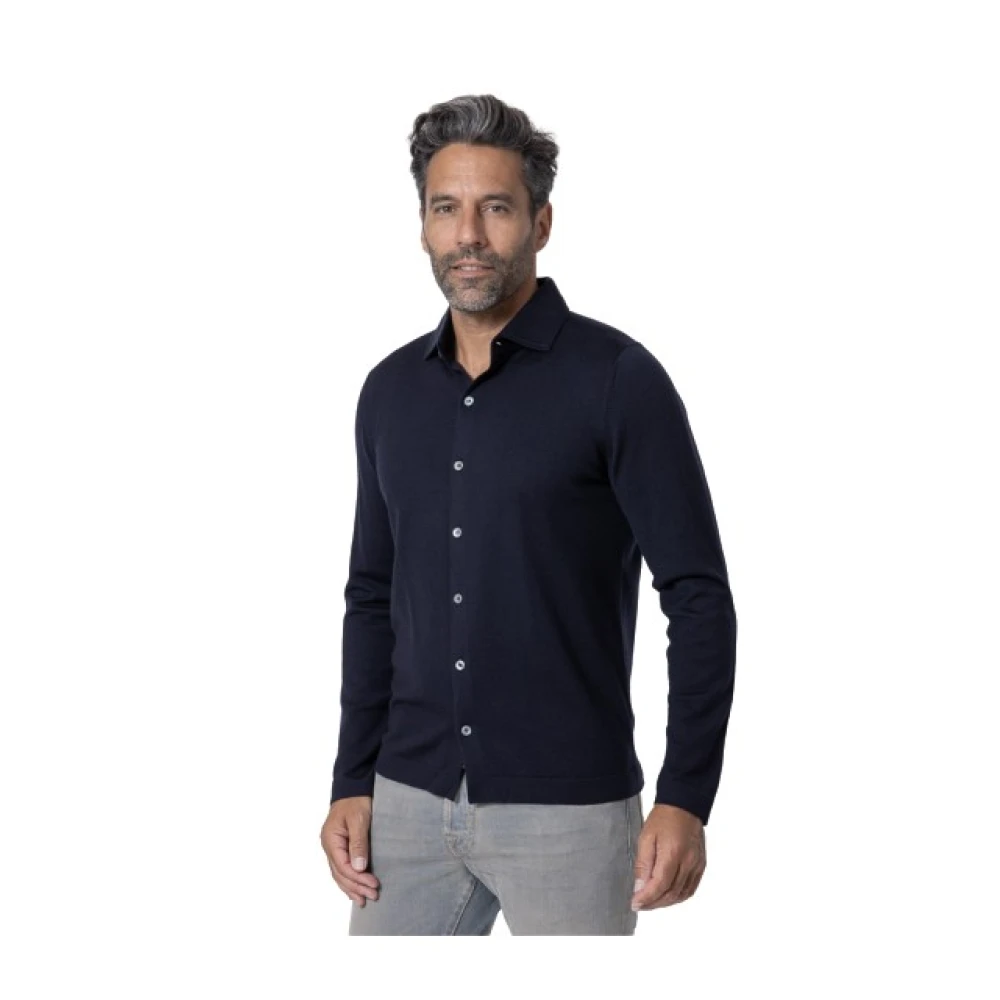 Gran Sasso Uomo Blu Camicia Navy A Maniche Lunghe