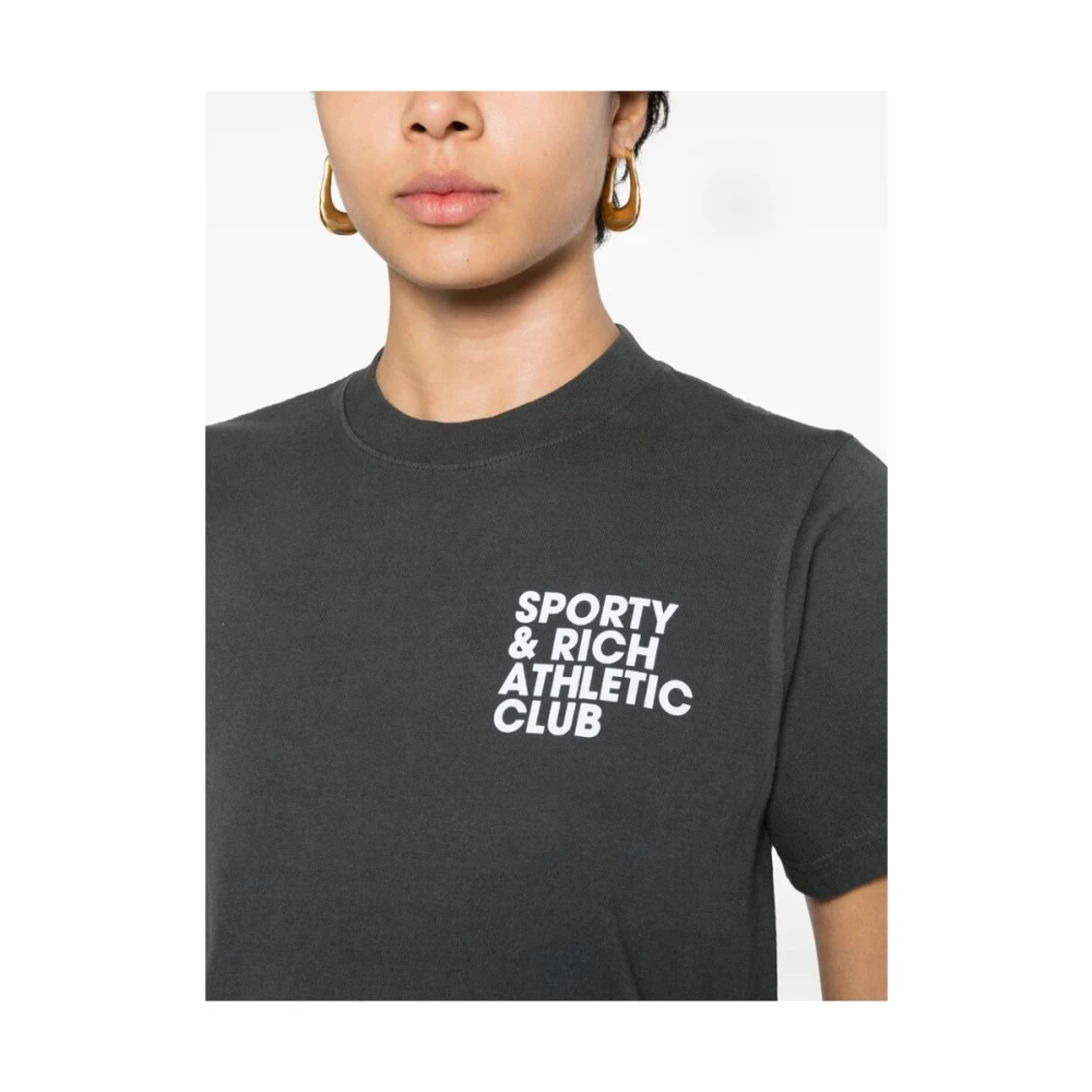 Sporty & Rich Sporty Rich Logo Print T-shirt Black Dames