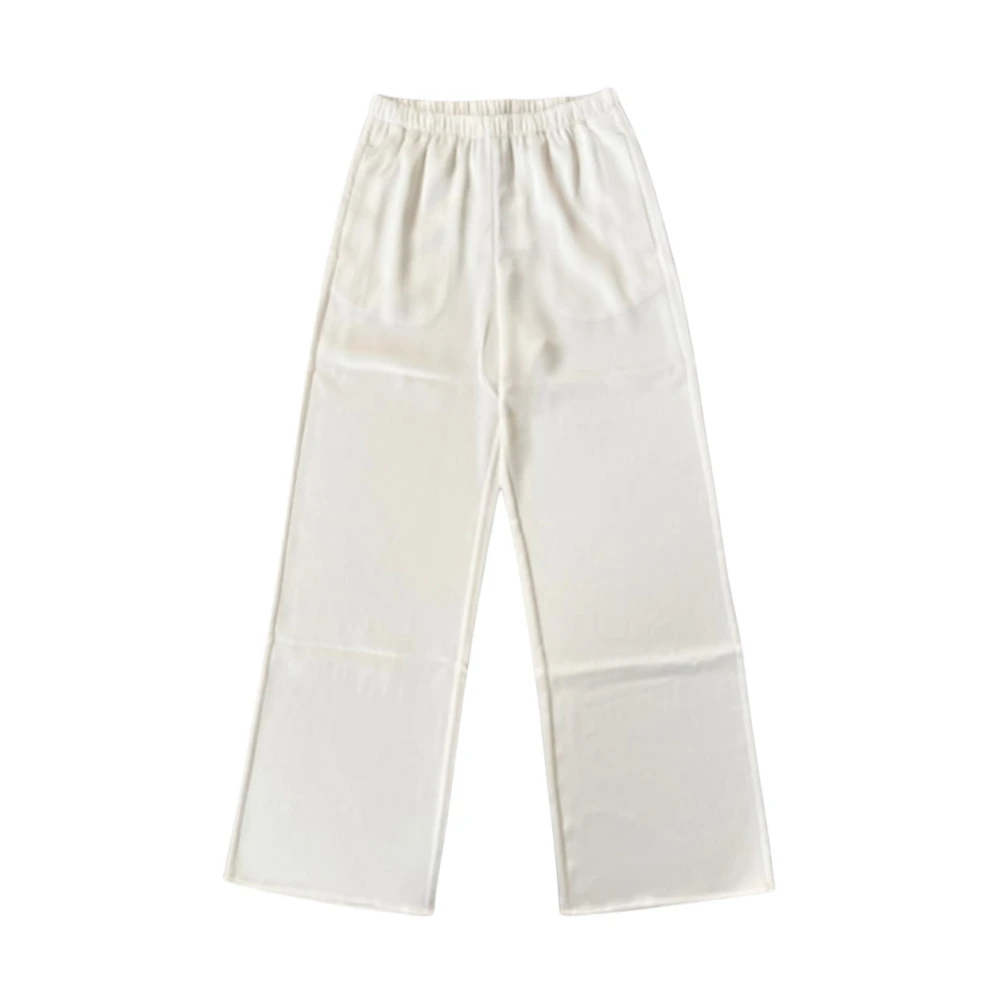Calvin Klein Women's White Hammered Satin Textured Trousers
