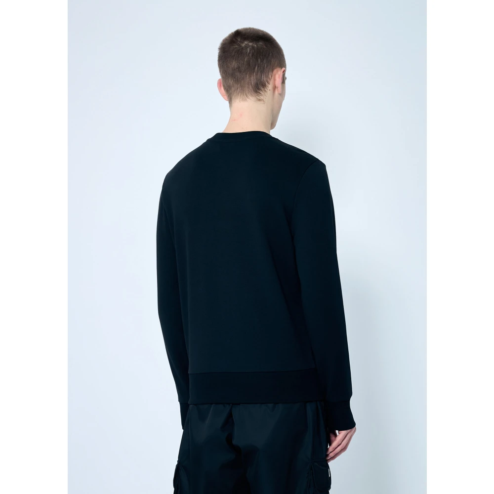 Moncler Katoenen Jersey Logo Print Sweatshirt Black Heren