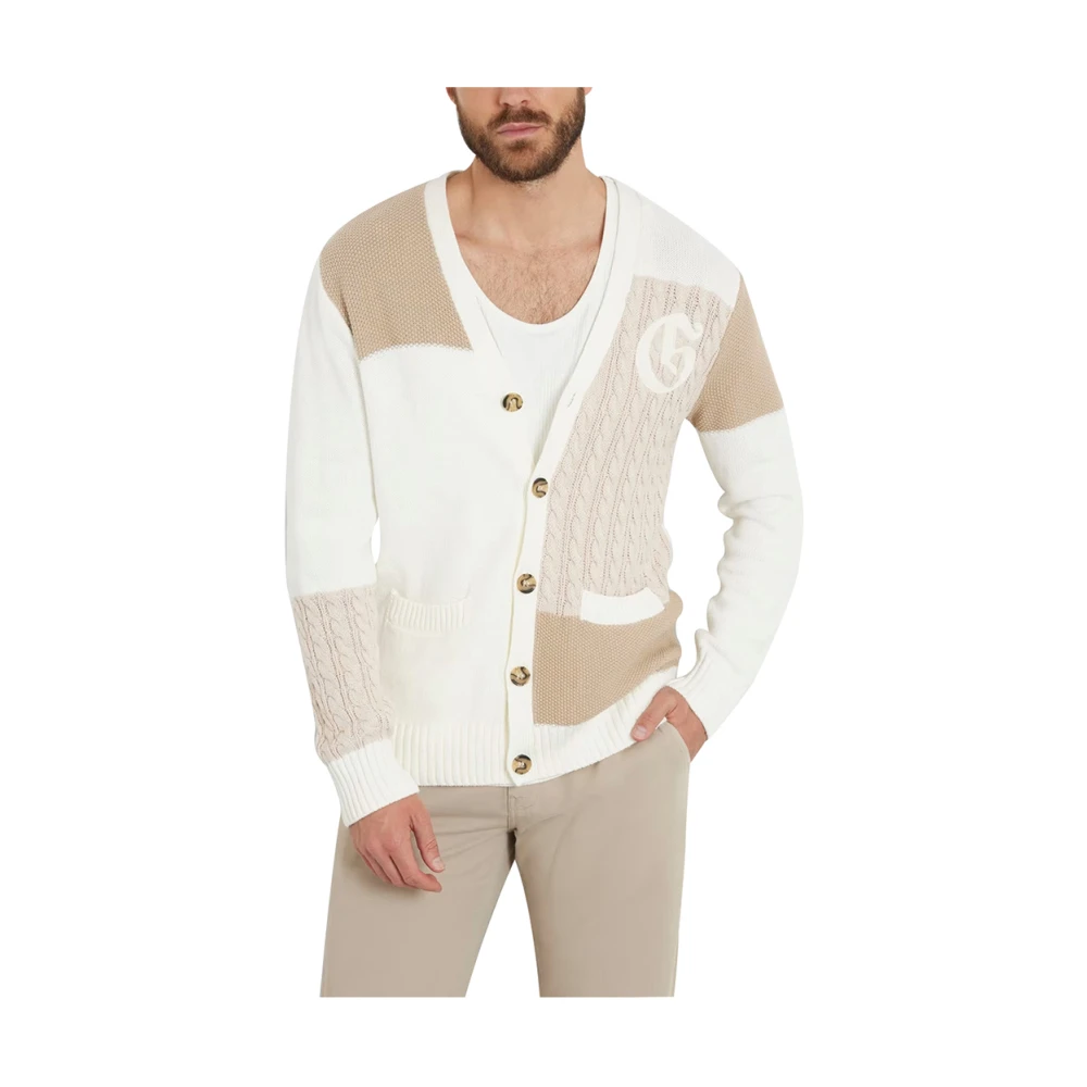 Guess Beige Cardigan Sweater Slim Fit Multicolor Heren