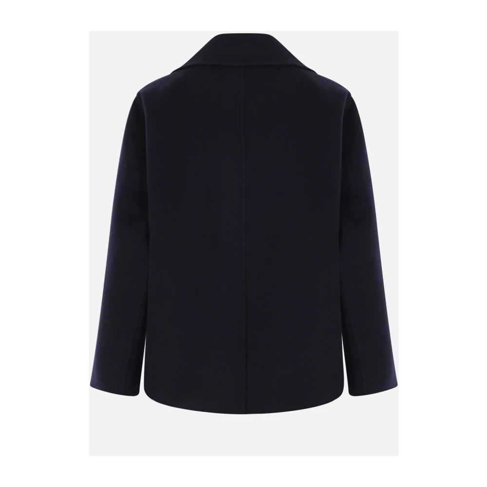 Max Mara Blauwe Wol Damesjas met Dubbele Knopenrij Blue Dames