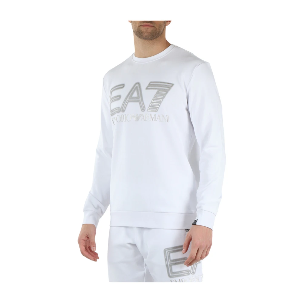 Emporio Armani EA7 Sweatshirt met Logo Print White Heren
