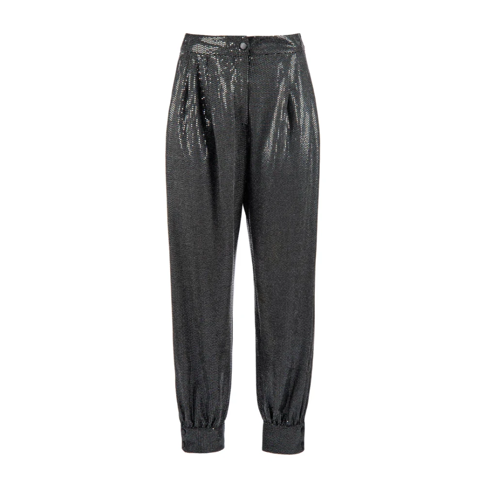 Nenette Zwarte Baggy High-Waist Broek Black Dames