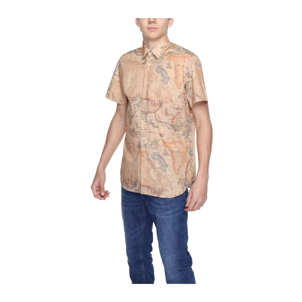 Alviero Martini 1a Classe Beige Korte Mouw Polyester Shirt Beige Heren