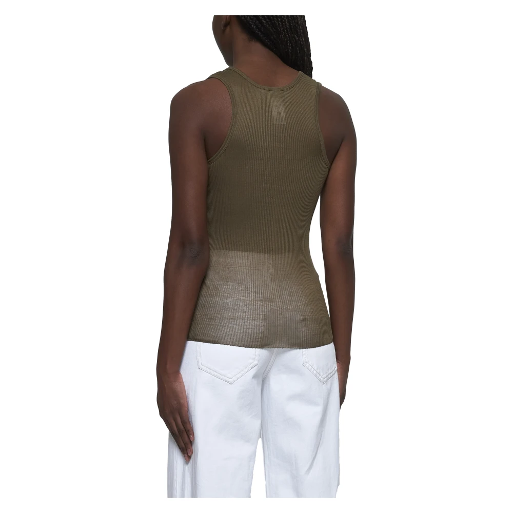 Isabel marant Groene Geribbelde Racerback Tanktop Green Dames