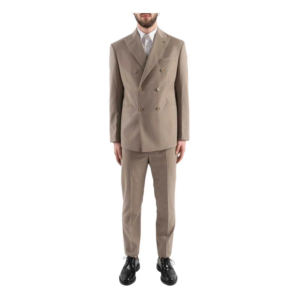 Corsinelabedoli Men's Beige Double-Breasted Suits With V-Neck - Double Breasted Suits - S - Suits