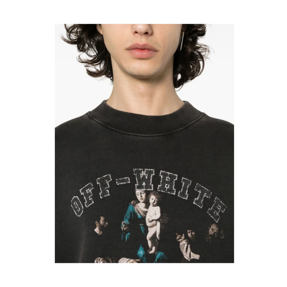 Off White Zwart Sweatshirt met Logo Print Black Heren