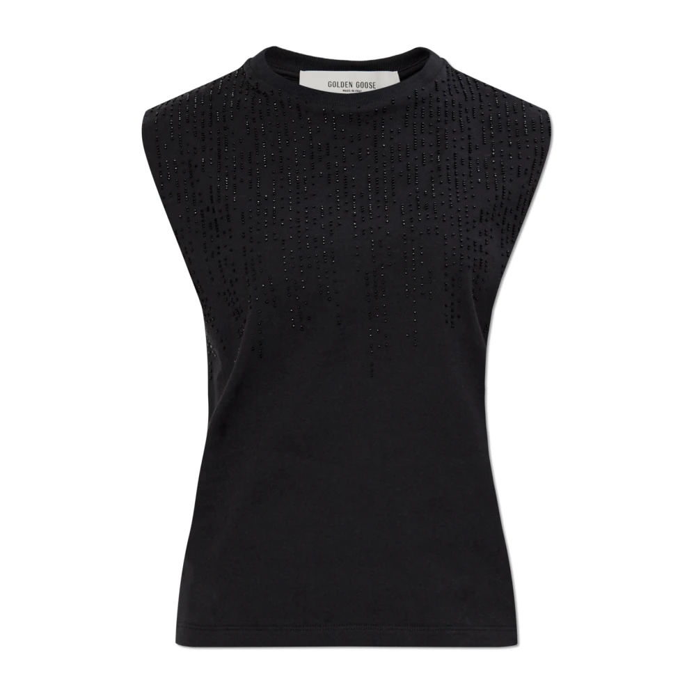 Golden Goose Zwarte katoenen vest met kralen Black Dames