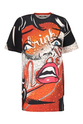 Tryckt Bomull T-shirt Klänning