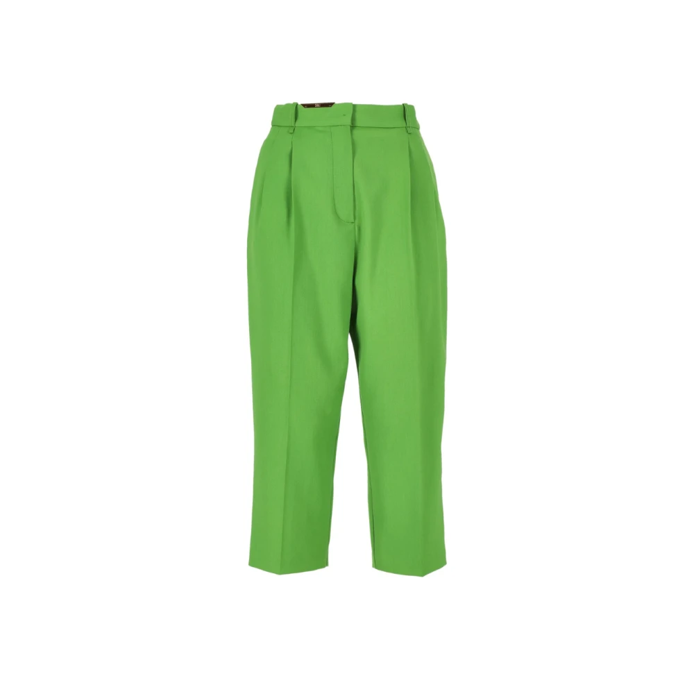 Elisabetta Franchi Green Wide Cropped Trousers - Female - Cropped Trousers - M - Trousers