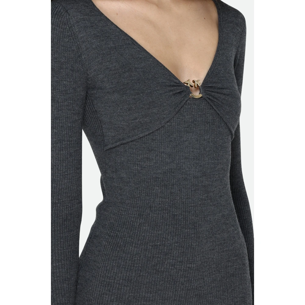 pinko Grijze V-hals Ribtrui Gray Dames