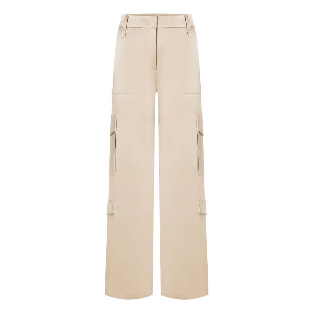 Cambio Women's Beige Amelie Cargo Utility Trousers - Wide Trousers - L L32 - Trousers