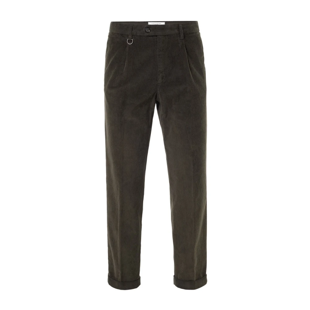 Paolo Pecora Groene Corduroy Regular Fit Broek Green Heren