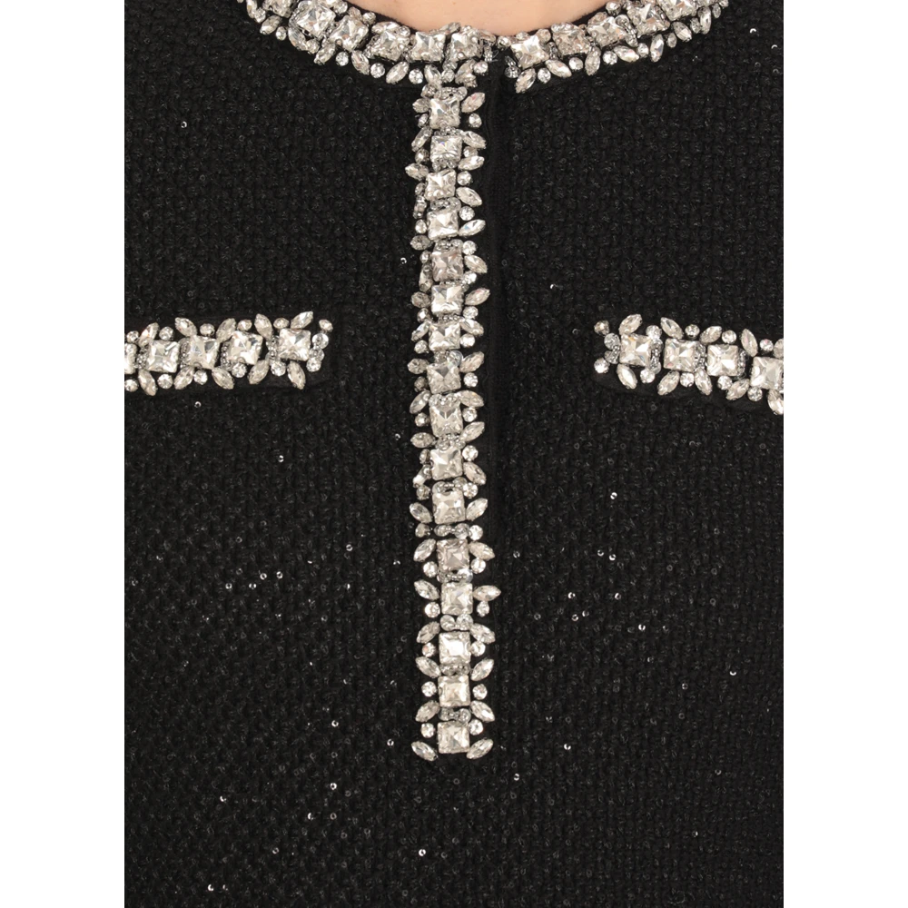 Self Portrait Zwarte paillettenjurk met kristaldetails Black Dames