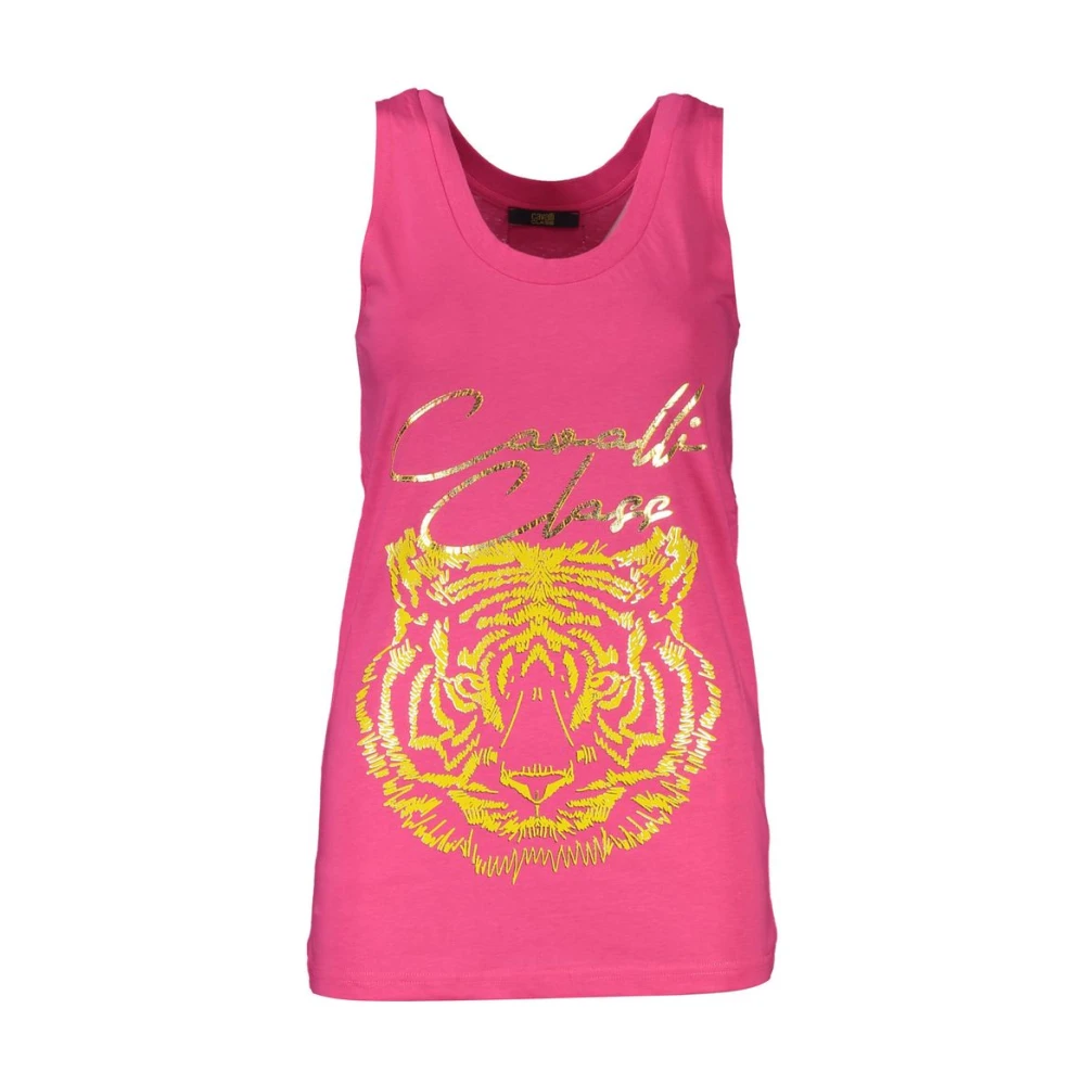 Cavalli Class Women's Pink Sleeveless Tops, S, Cotton Top