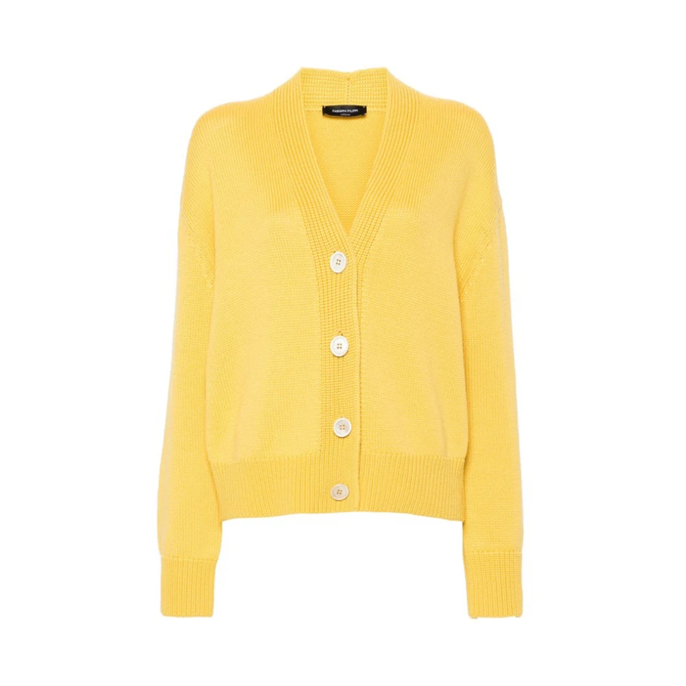 Fabiana Filippi Gul Merino V-ringad Kofta Yellow, Dam