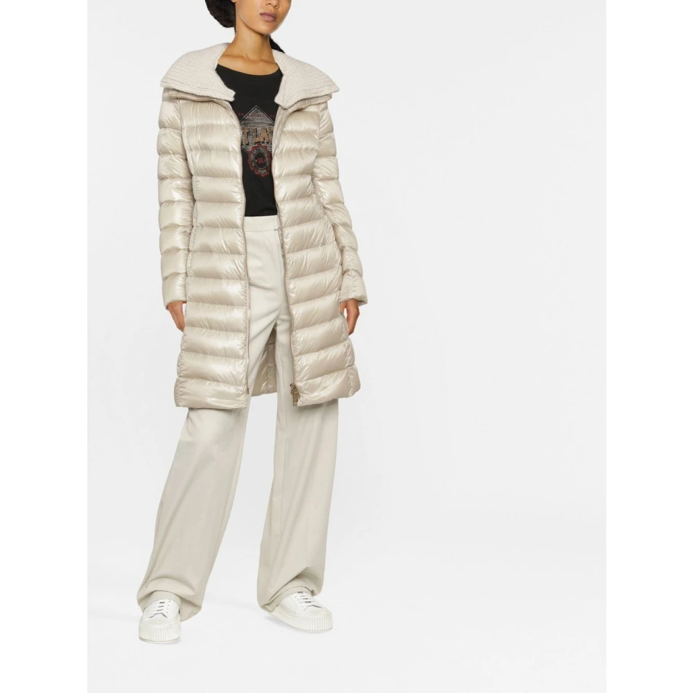 Herno Beige Gebreide-Kraag Gewatteerde Jas Beige Dames